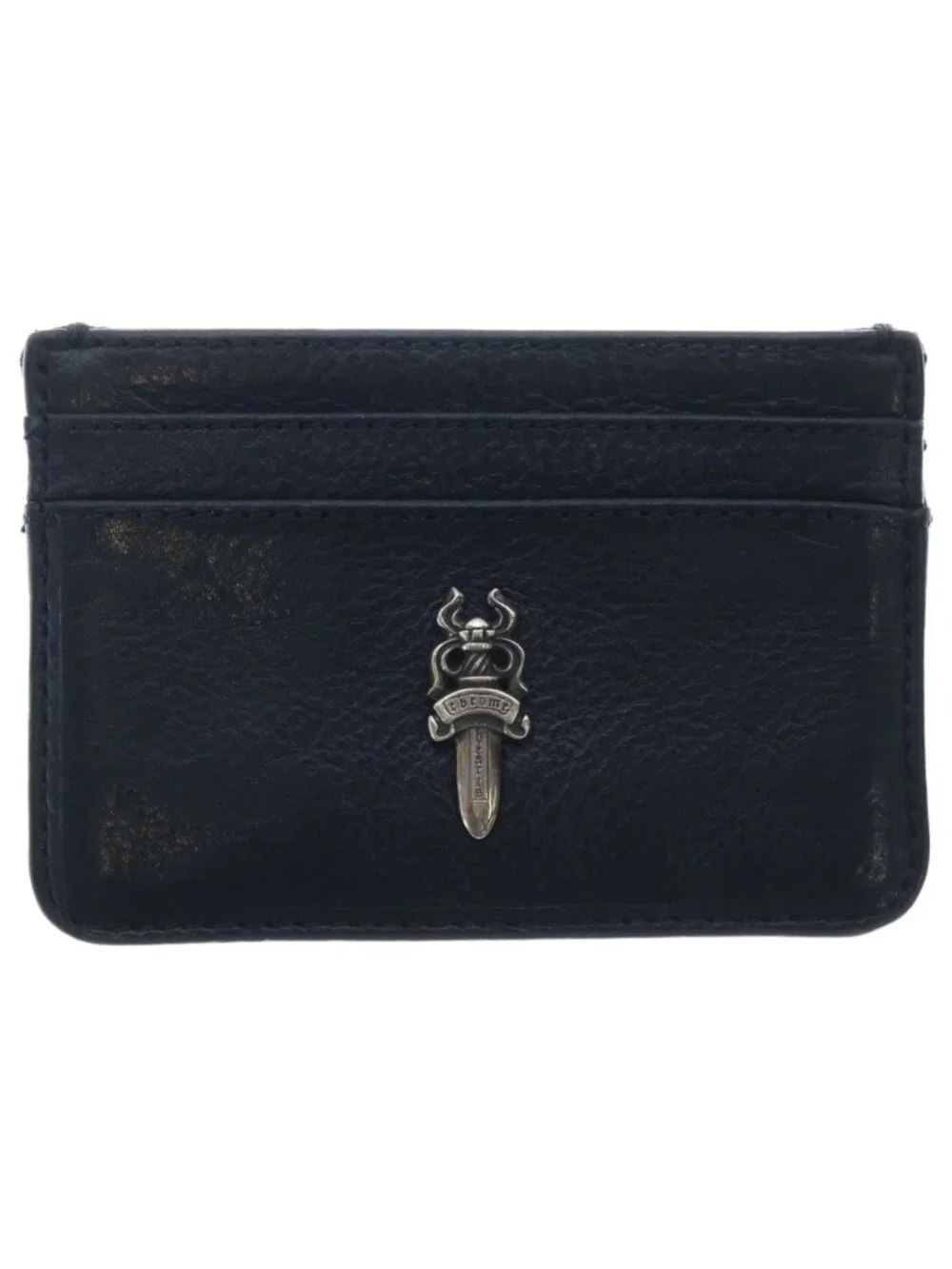 Chrome Hearts Double Side Leather Card Case Black with Dagga